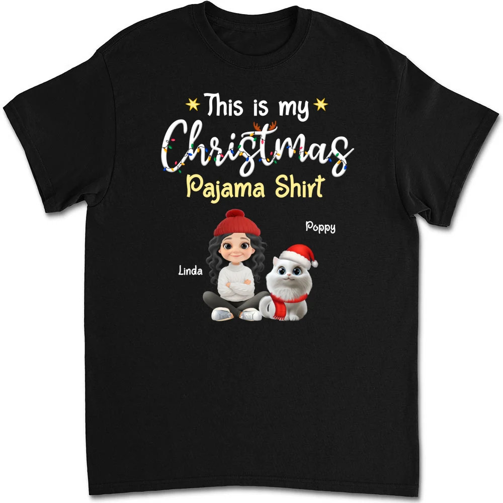 Pawjama Shirt Cartoon Christmas Ver Cat - Personalized Custom Unisex T-shirt - Image 6