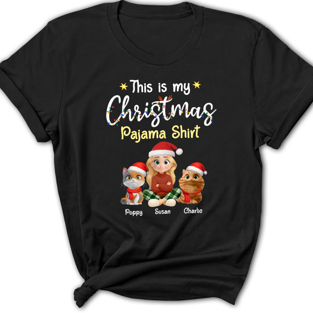 Pawjama Shirt Cartoon Christmas Ver Cat - Personalized Custom Women's T-shirt