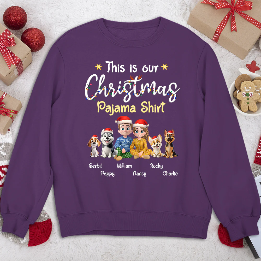 Pawjama Shirt Cartoon Christmas Ver Couple - Personalized Custom Sweatshirt - Image 3