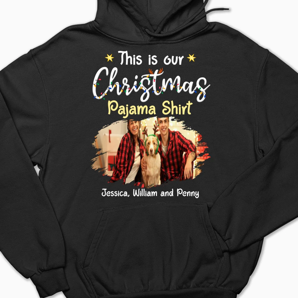 Pawjama Shirt Cartoon Christmas Ver Couple Photo - Personalized Custom Hoodie - Image 5