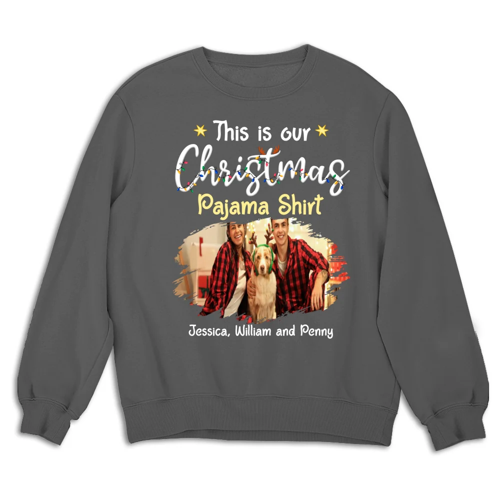 Pawjama Shirt Cartoon Christmas Ver Couple Photo - Personalized Custom Sweatshirt - Image 5