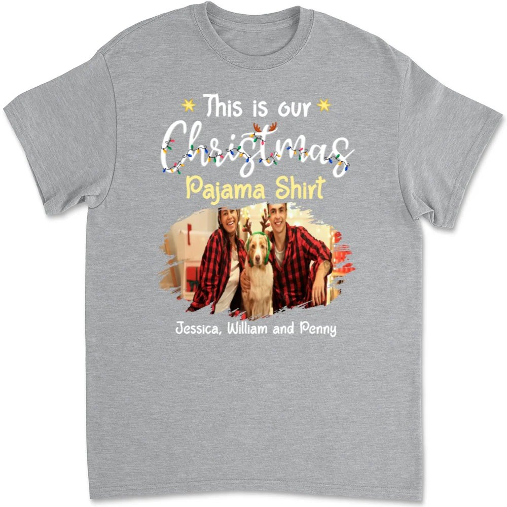 Pawjama Shirt Cartoon Christmas Ver Couple Photo - Personalized Custom Unisex T-Shirt - Image 9