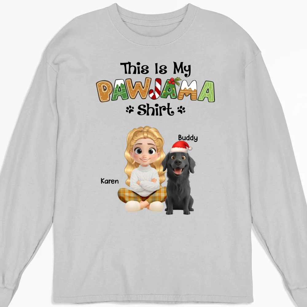 Pawjama Shirt Cartoon - Personalized Custom Long Sleeve T-Shirt - Image 3