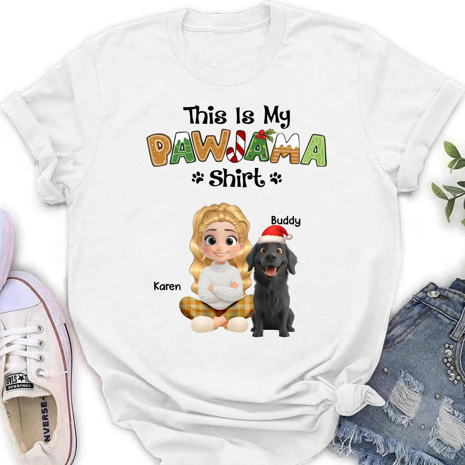 Pawjama Shirt Cartoon - Personalized Custom Women T-Shirt - Image 3