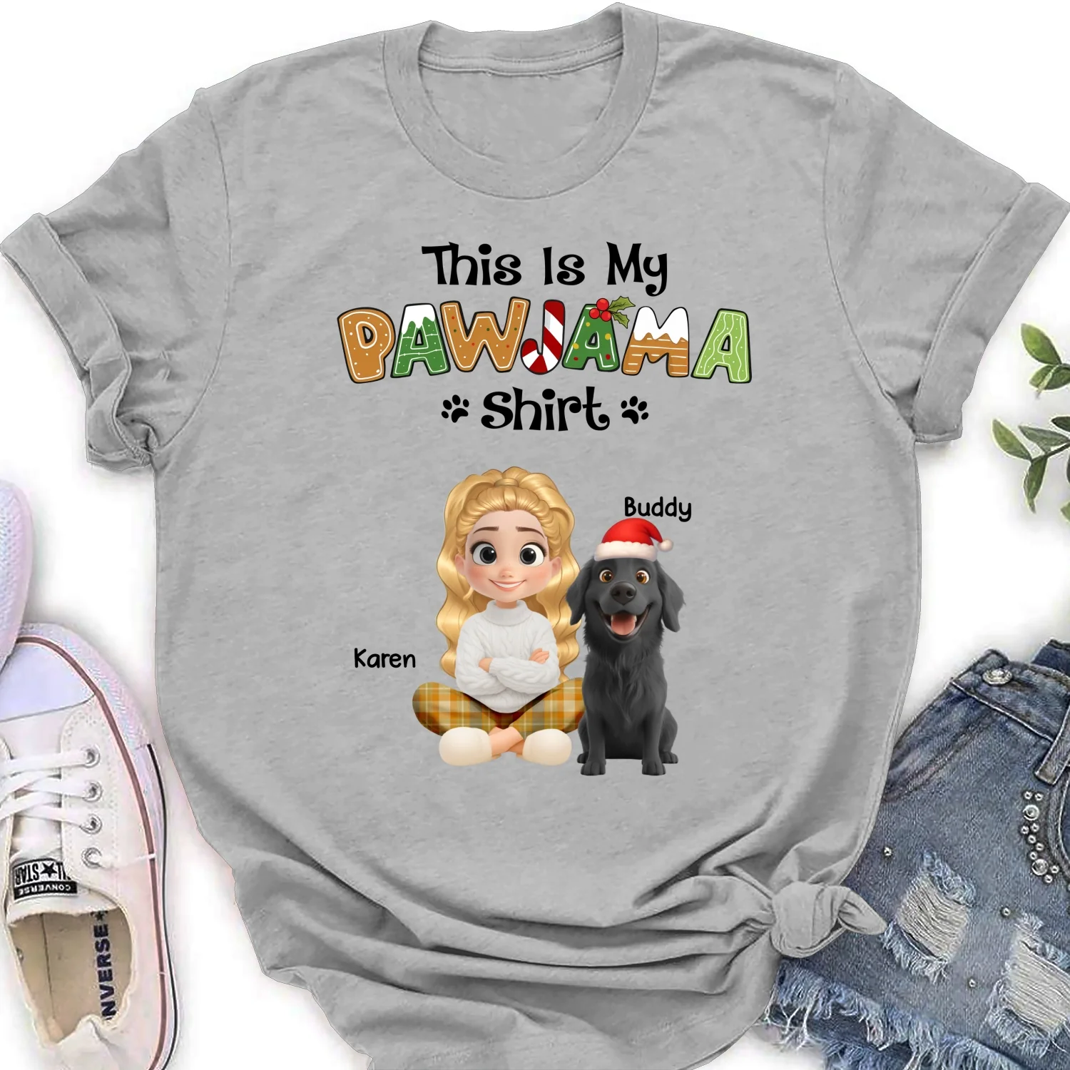 Pawjama Shirt Cartoon - Personalized Custom Women T-Shirt - Image 4