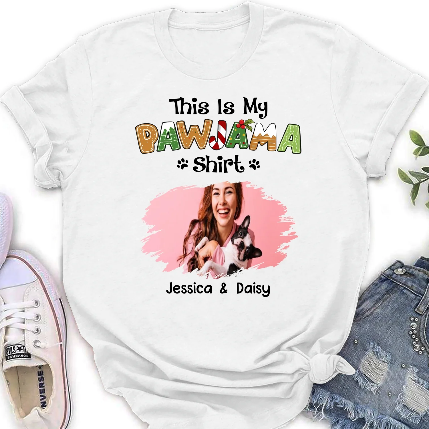 Pawjama Shirt Cartoon Photo - Personalized Custom Women T-Shirt - Image 3