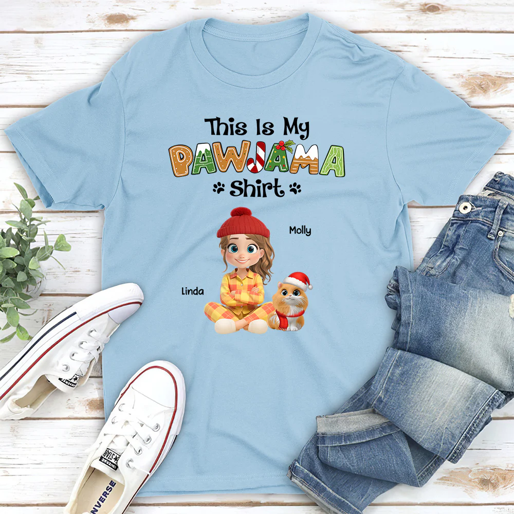 Pawjama Shirt Cartoon Ver Cat - Personalized Custom Unisex T-Shirt - Image 2