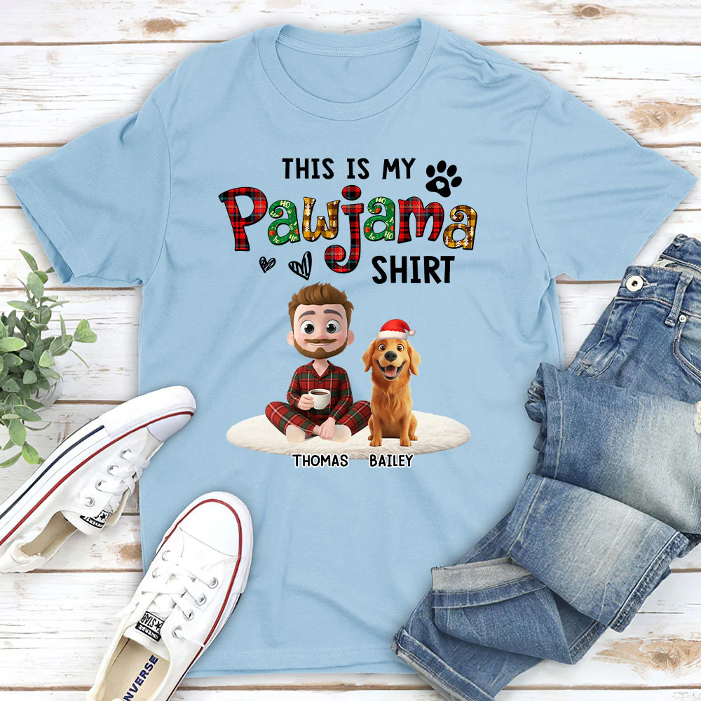 Pawjama Shirt Funny Cartoon - Personalized Custom Unisex T-shirt - Image 4
