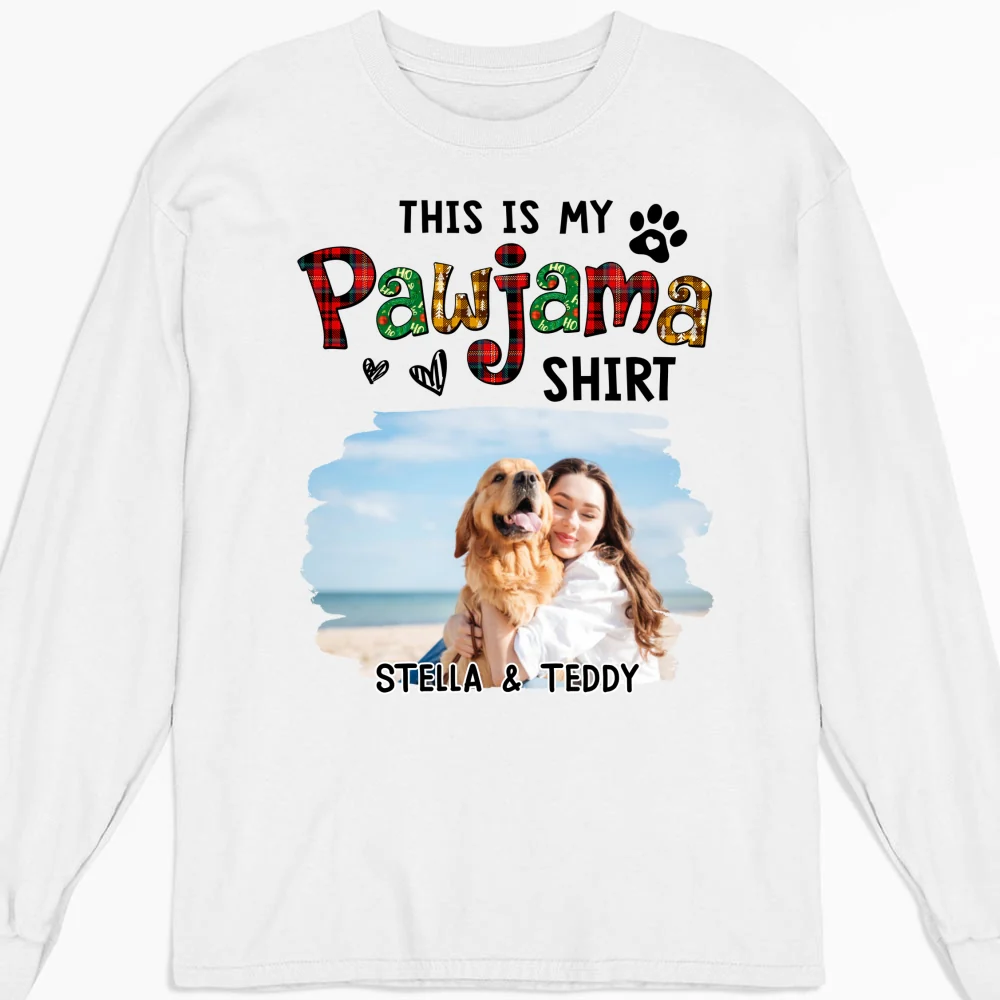Pawjama Shirt Funny Cartoon Photo - Personalized Custom Long Sleeve T-shirt - Image 4