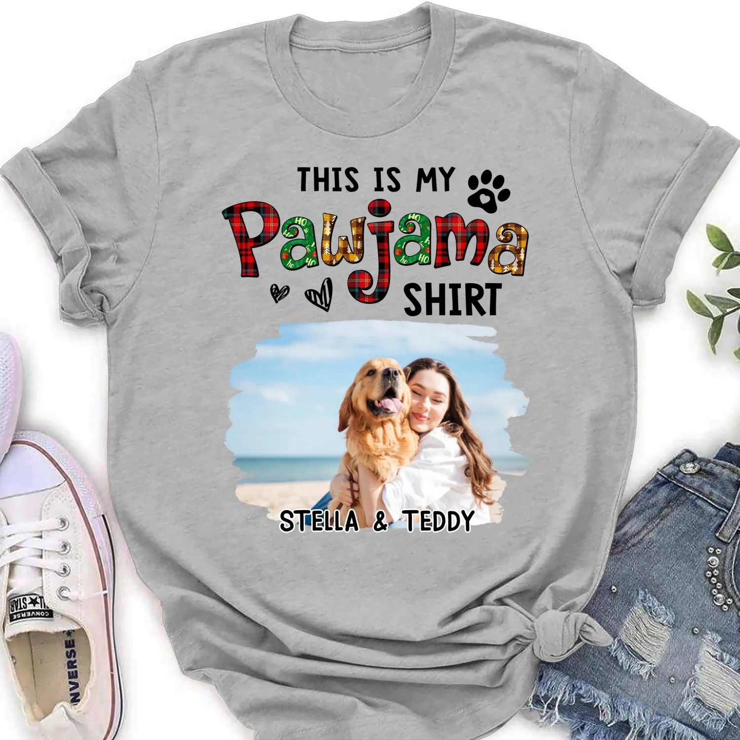 Pawjama Shirt Funny Cartoon Photo - Personalized Custom Women's T-shirt - Image 4
