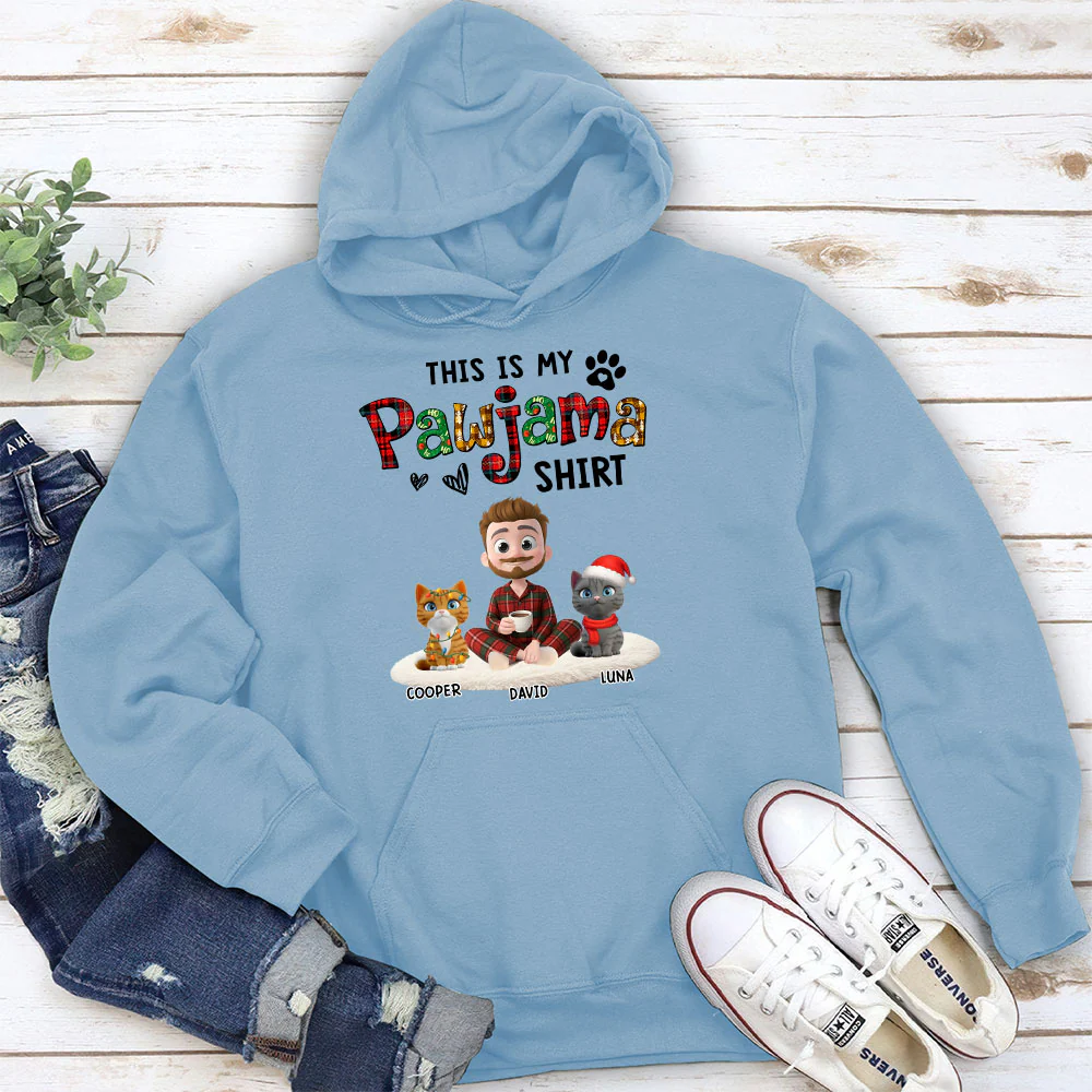 Pawjama Shirt Funny Cartoon Ver Cat - Personalized Custom Hoodie - Image 2