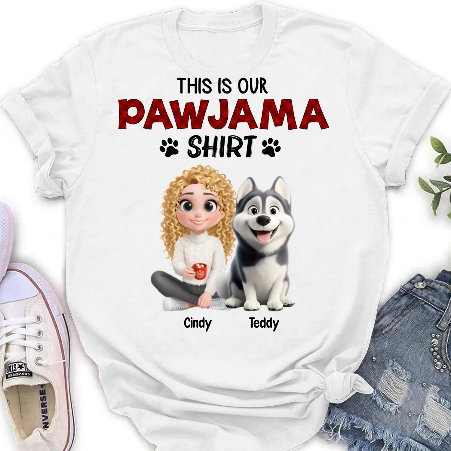 Pawjama Shirt New Style Cartoon - Personalized Custom Women's T-Shirt - Image 5