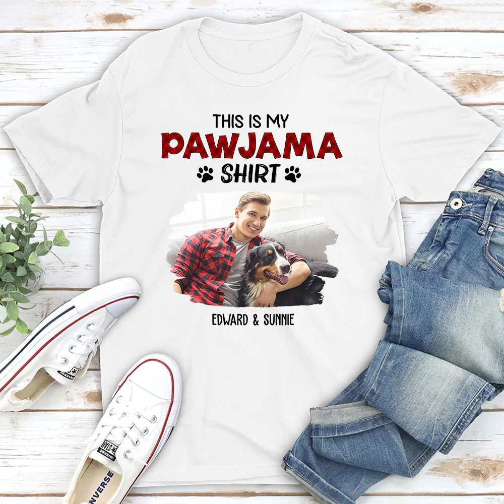 Pawjama Shirt New Style Of Dog Dad Photo - Personalized Custom Unisex T-shirt - Image 2