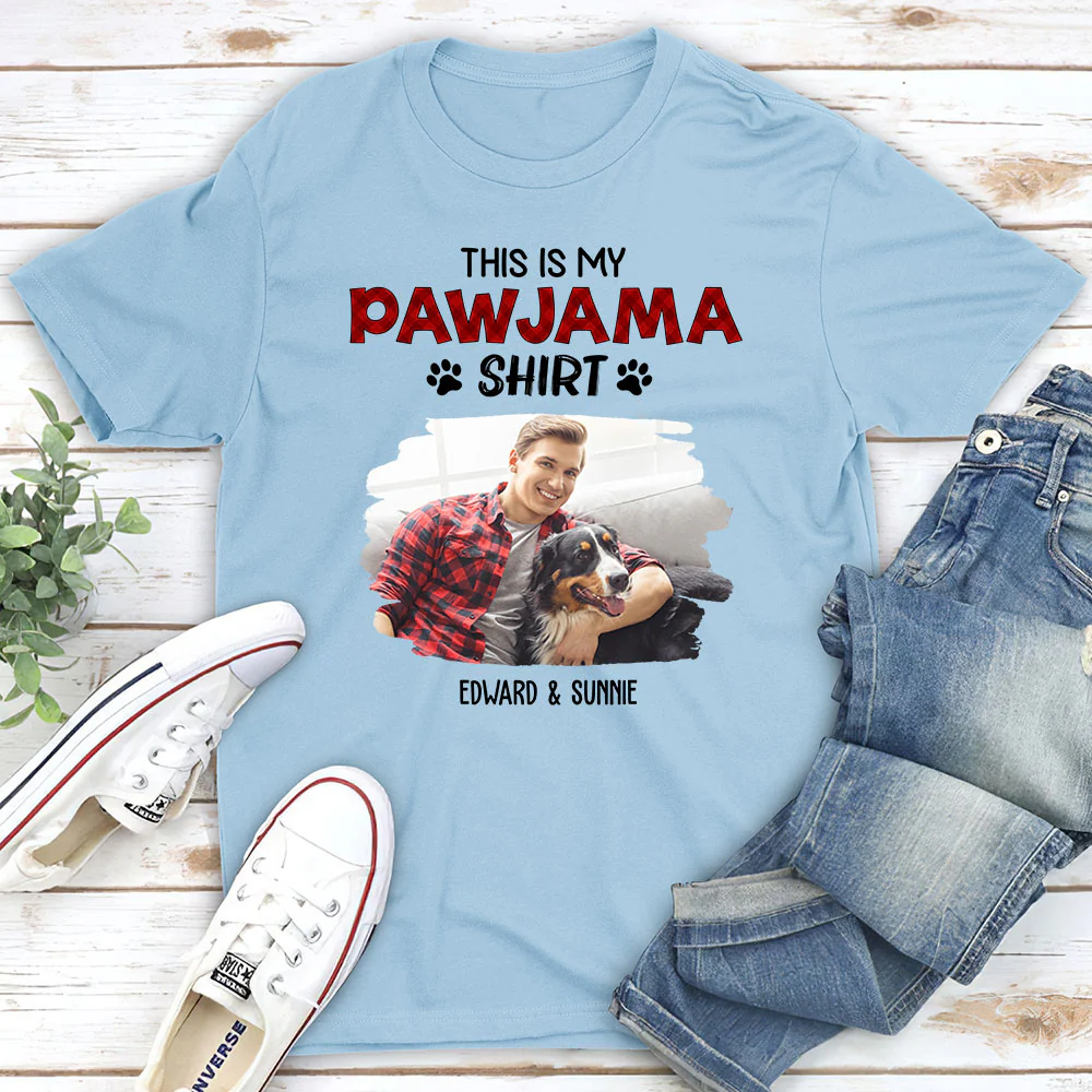 Pawjama Shirt New Style Of Dog Dad Photo - Personalized Custom Unisex T-shirt - Image 3
