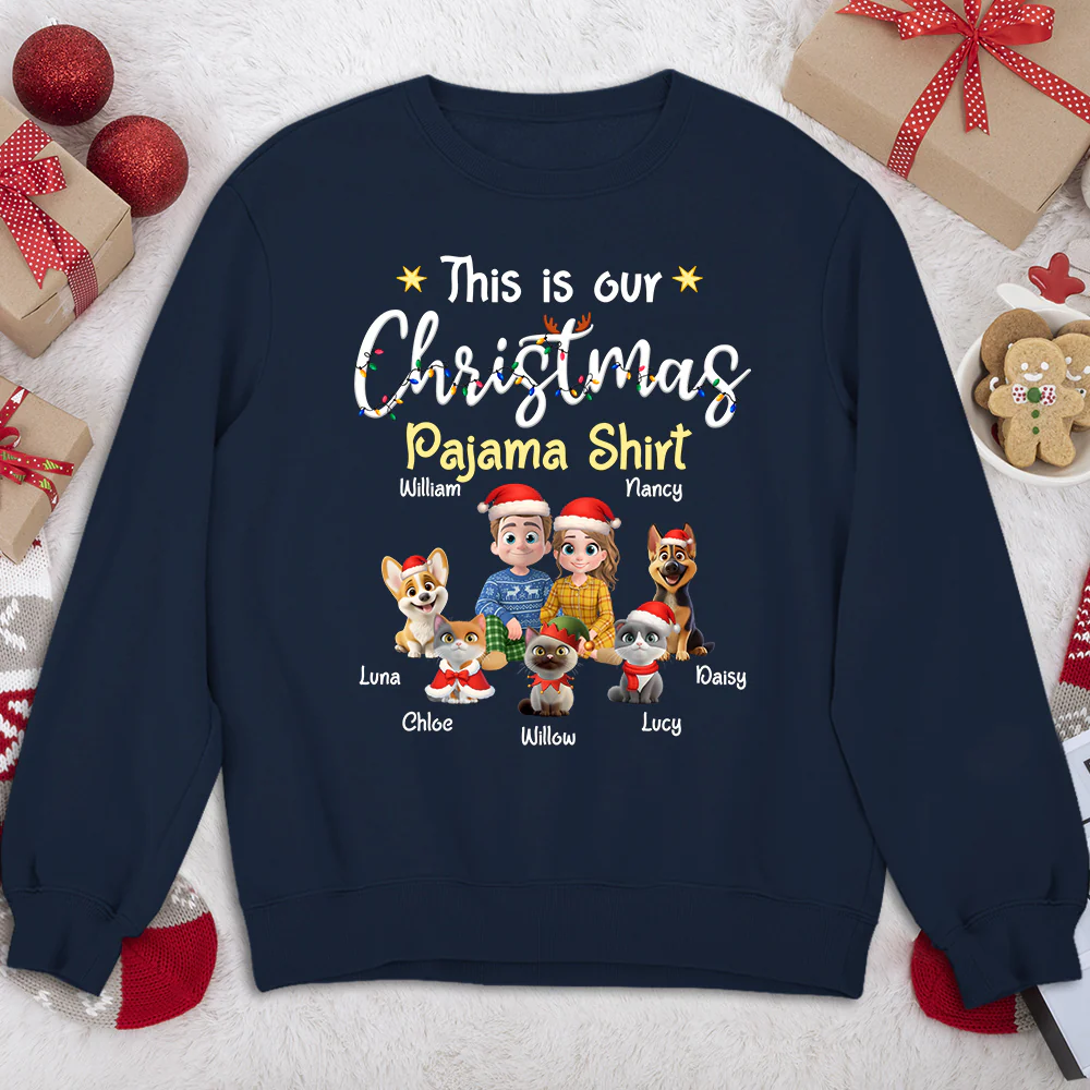 Pawjama Shirt Pet Christmas Ver Couple - Personalized Custom Sweatshirt - Image 5