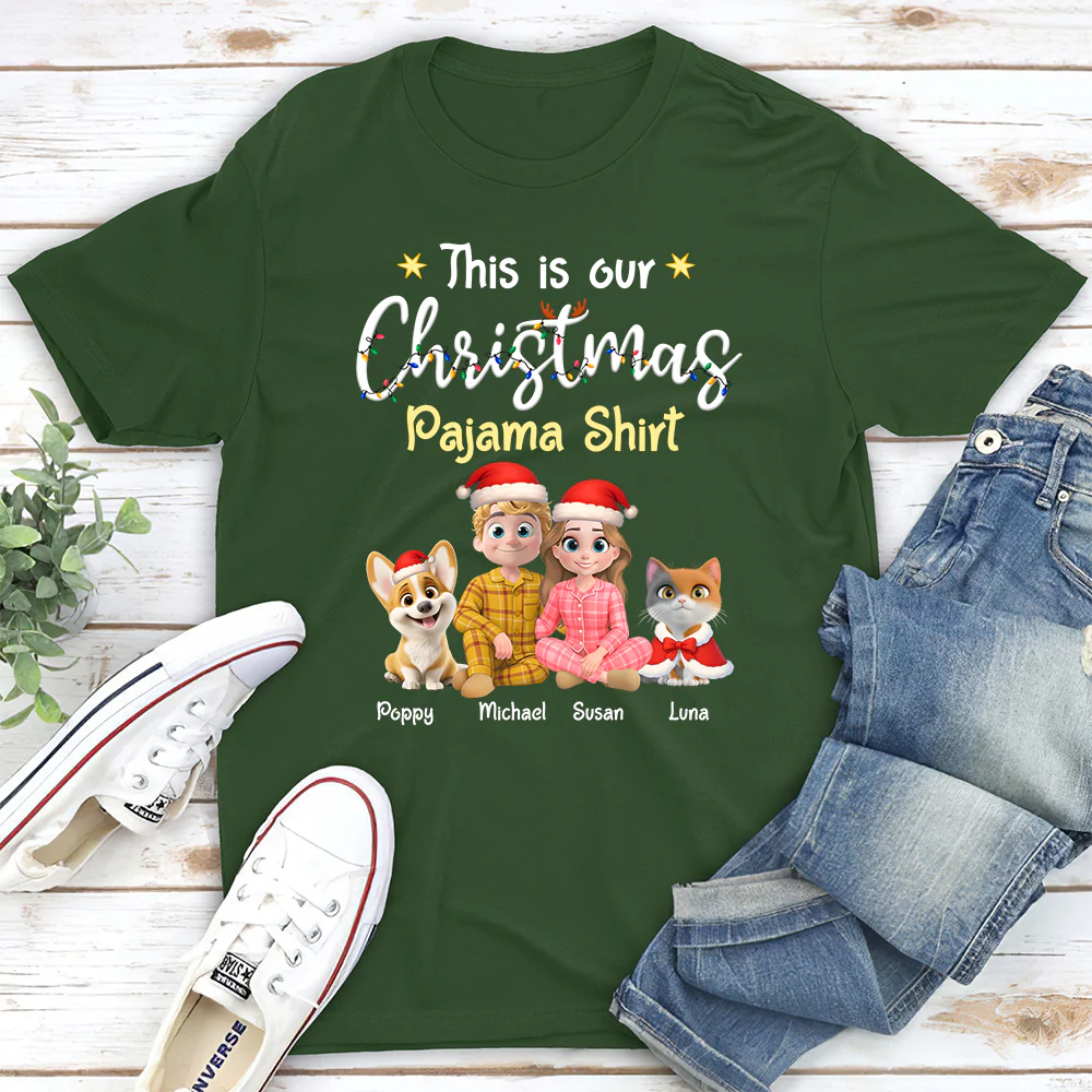 Pawjama Shirt Pet Christmas Ver Couple - Personalized Custom Unisex T-Shirt - Image 6