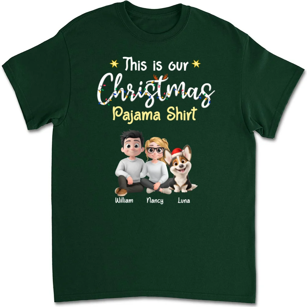 Pawjama Shirt Pet Christmas Ver Couple - Personalized Custom Unisex T-Shirt - Image 9