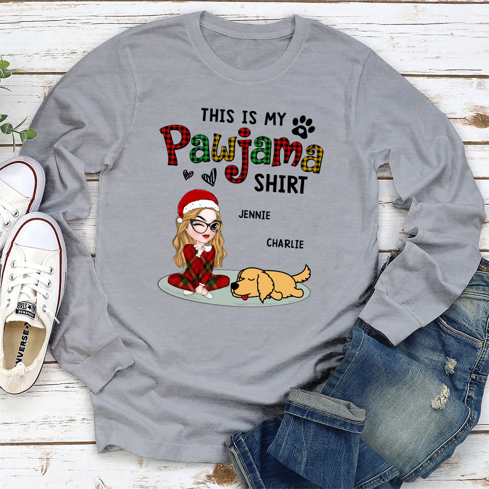 Pawjama Shirt Version 2 - Personalized Custom Long Sleeve T-shirt - Image 2