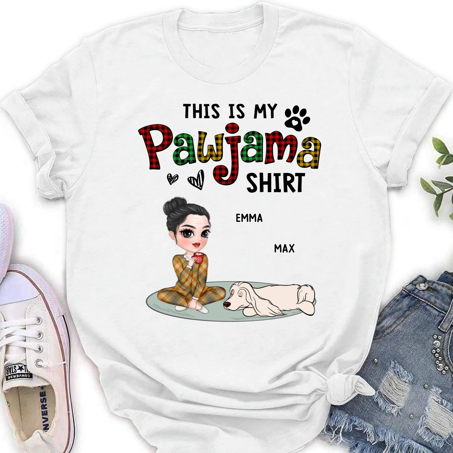 Pawjama Shirt Version 2 - Personalized Custom Women's T-Shirt - Image 6