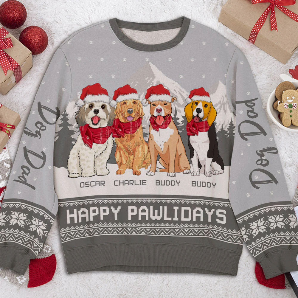 Pawlidays Mom Dad - Personalized Custom All-Over-Print Sweatshirt - Image 3