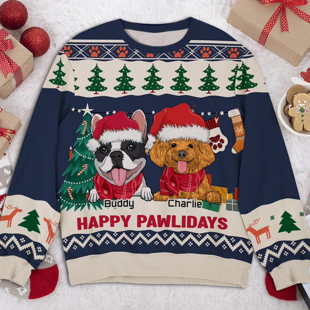 Pawlidays Winter - Personalized Custom All-Over-Print Sweatshirt - Image 2