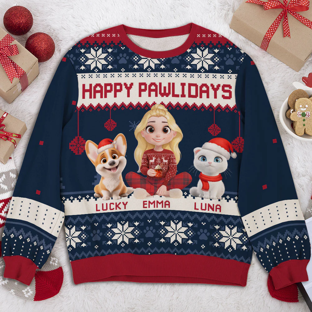 Pawlidays With Fur Babies Cartoon - Personalized Custom All-Over-Print Sweatshirt