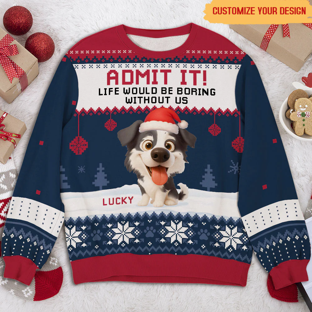 Pawlidays With My Baby Cartoon - Personalized Custom All-Over-Print Sweatshirt - Image 2