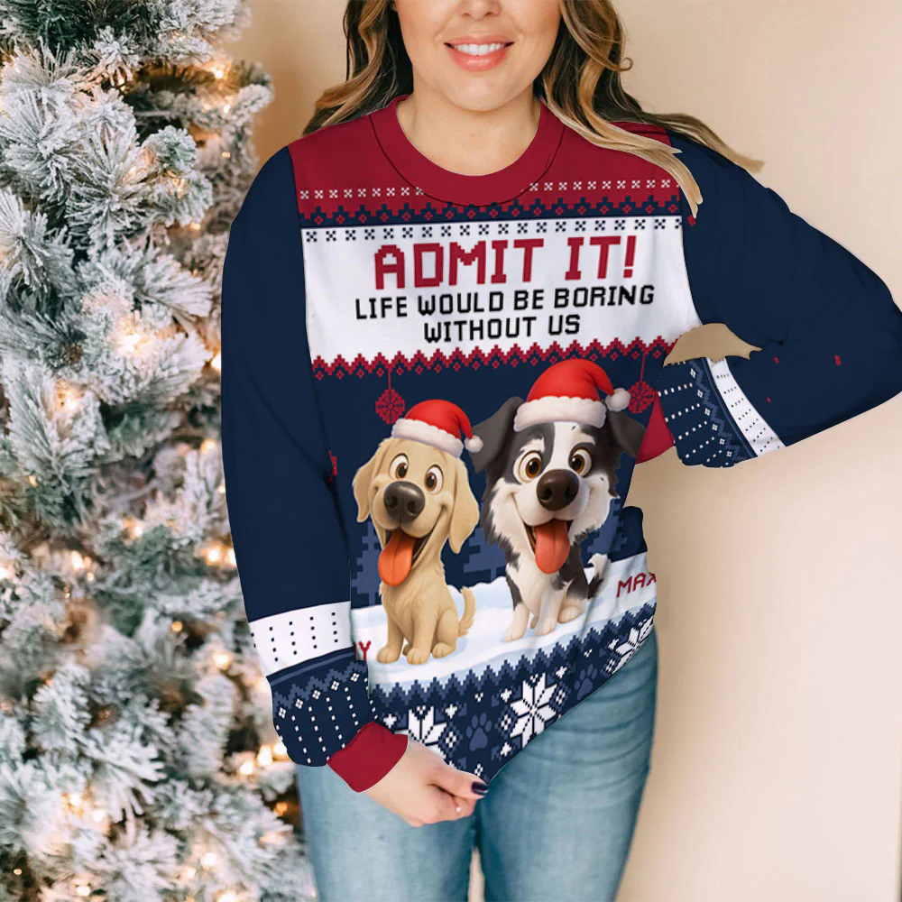 Pawlidays With My Baby Cartoon - Personalized Custom All-Over-Print Sweatshirt - Image 3