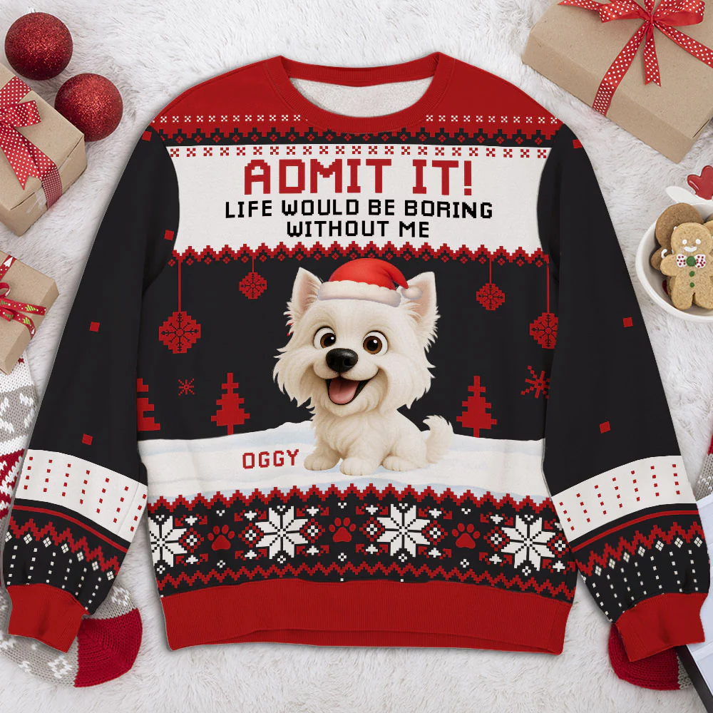 Pawlidays With My Baby Cartoon - Personalized Custom All-Over-Print Sweatshirt - Image 4