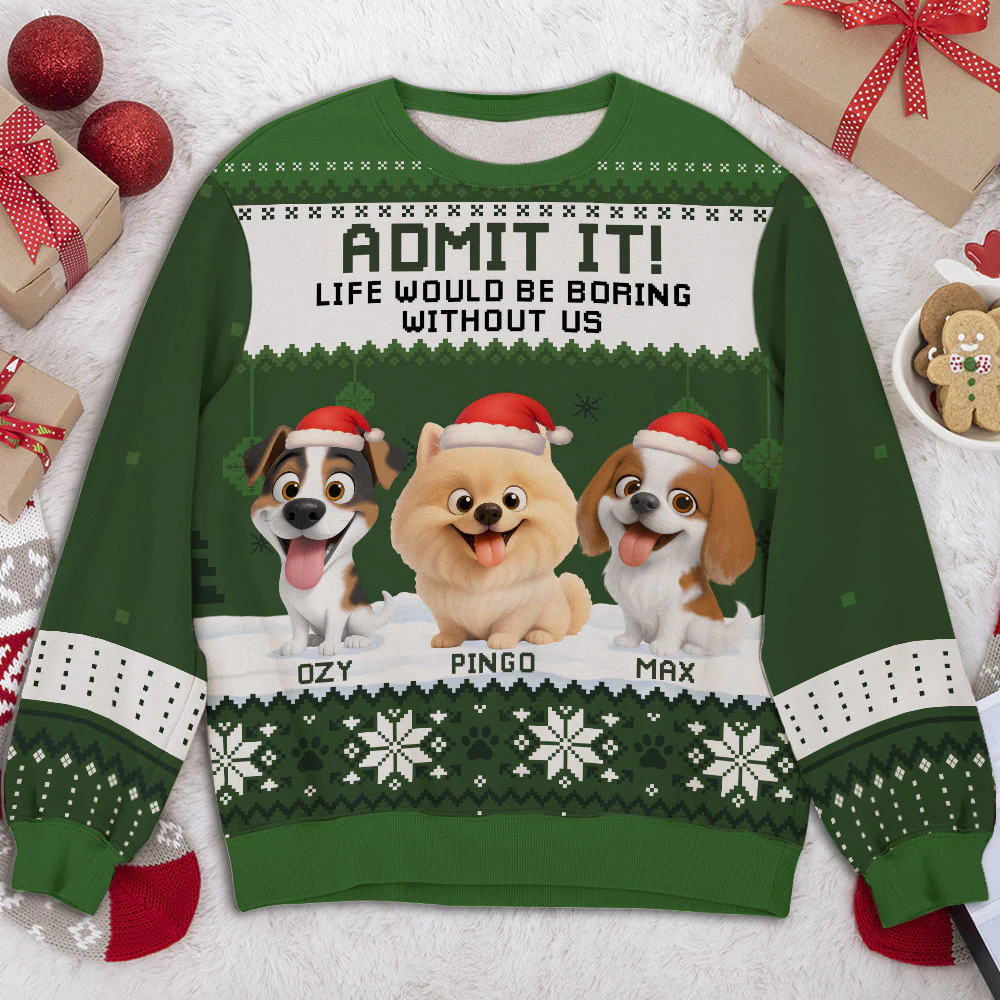 Pawlidays With My Baby Cartoon - Personalized Custom All-Over-Print Sweatshirt - Image 5