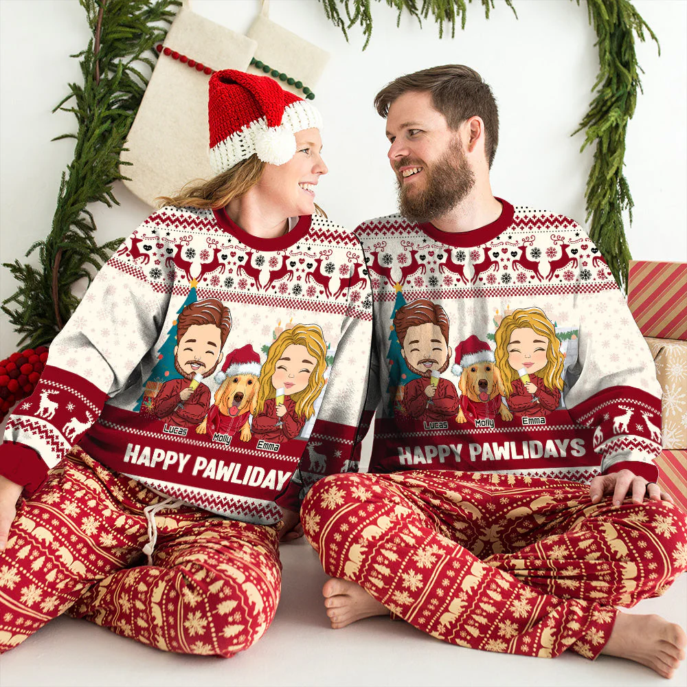 Pawlidays With Pets Couple - Personalized Custom All-Over-Print Sweatshirt - Image 7