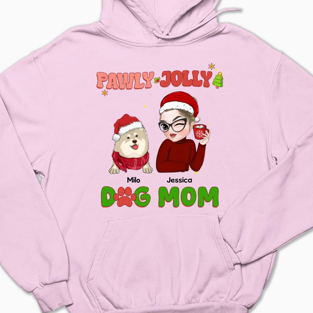 Pawly Jolly Dog Mom - Personalized Custom Hoodie - Image 7