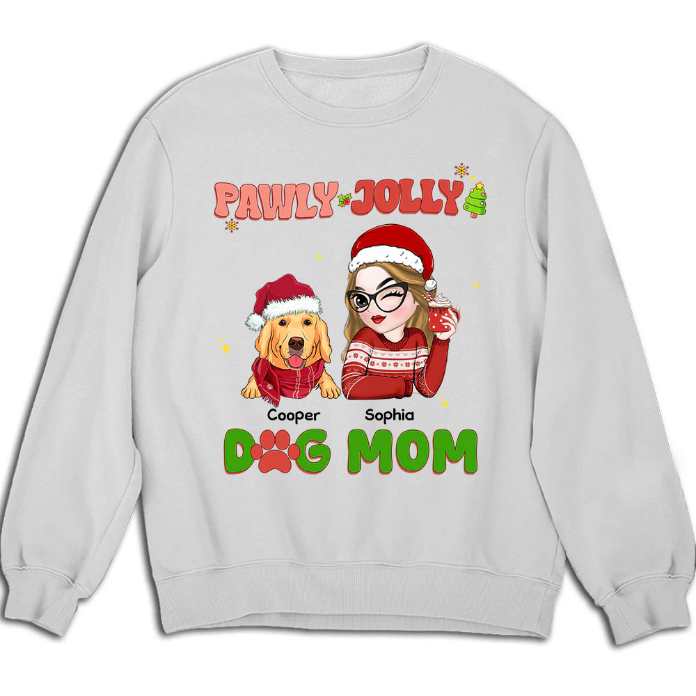 Pawly Jolly Dog Mom - Personalized Custom Sweatshirt