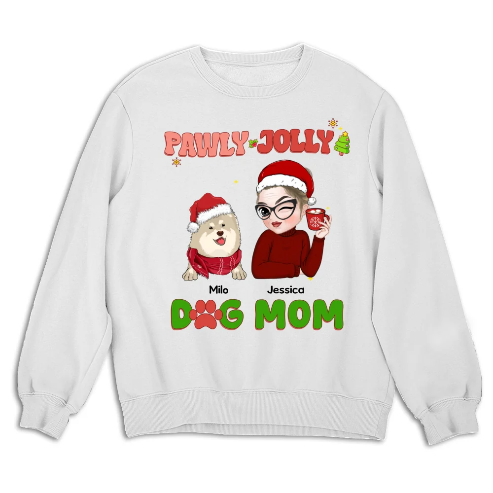 Pawly Jolly Dog Mom - Personalized Custom Sweatshirt - Image 4