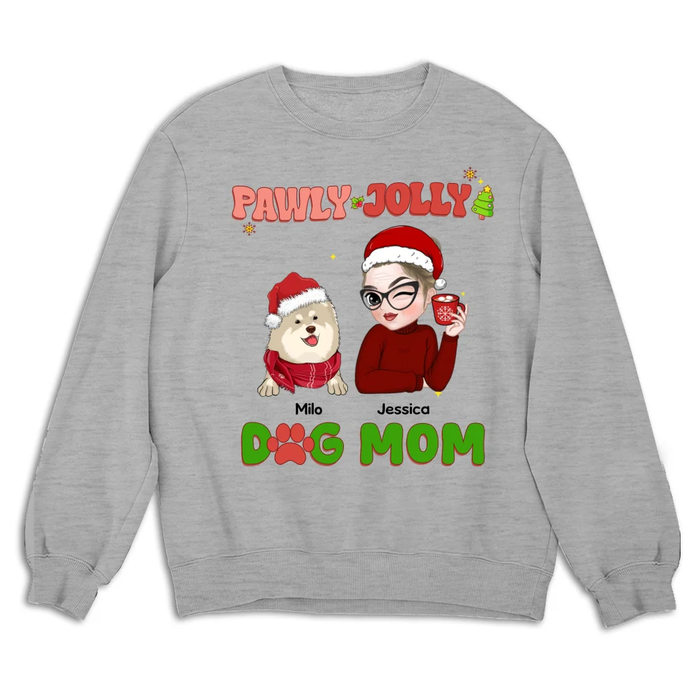 Pawly Jolly Dog Mom - Personalized Custom Sweatshirt - Image 5