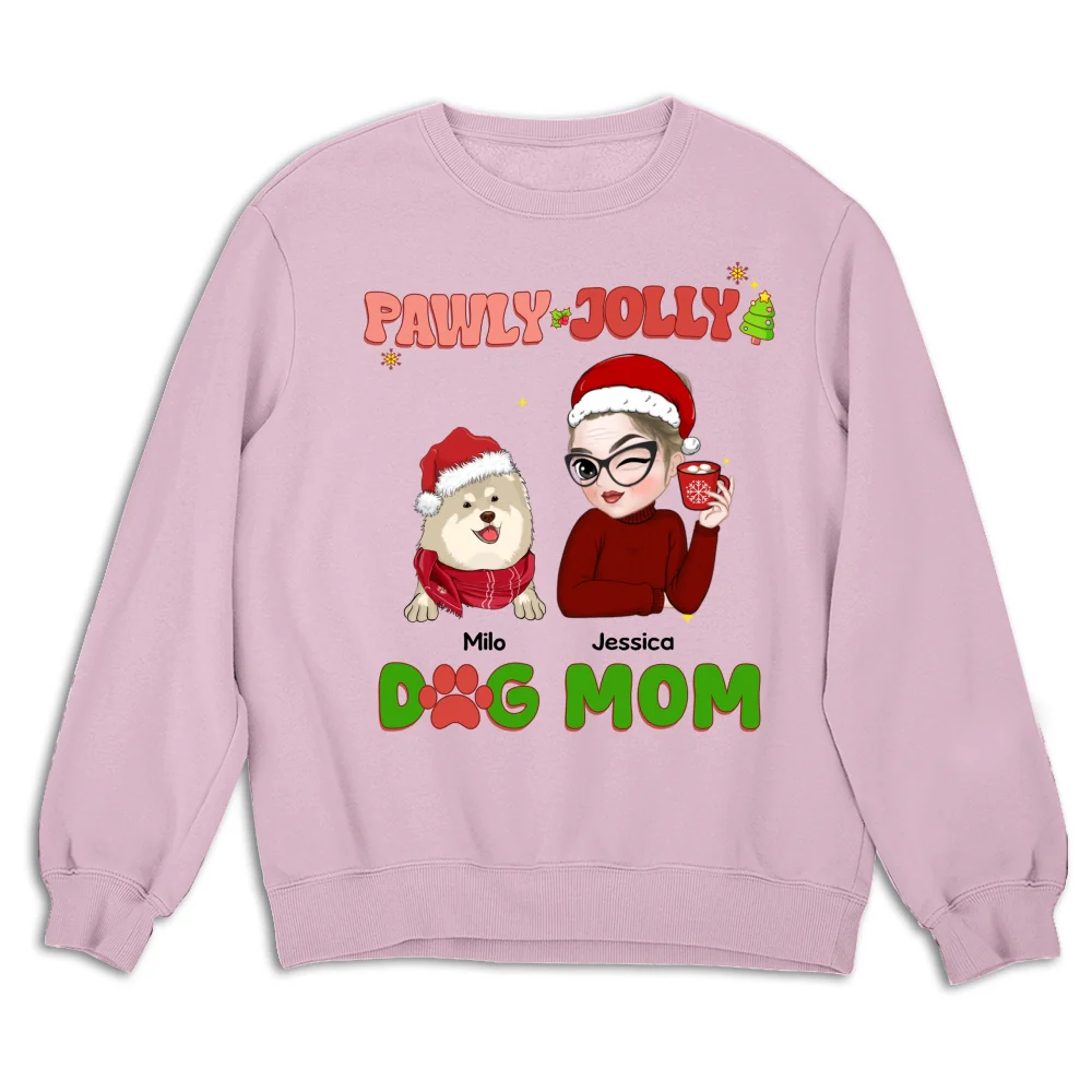 Pawly Jolly Dog Mom - Personalized Custom Sweatshirt - Image 6
