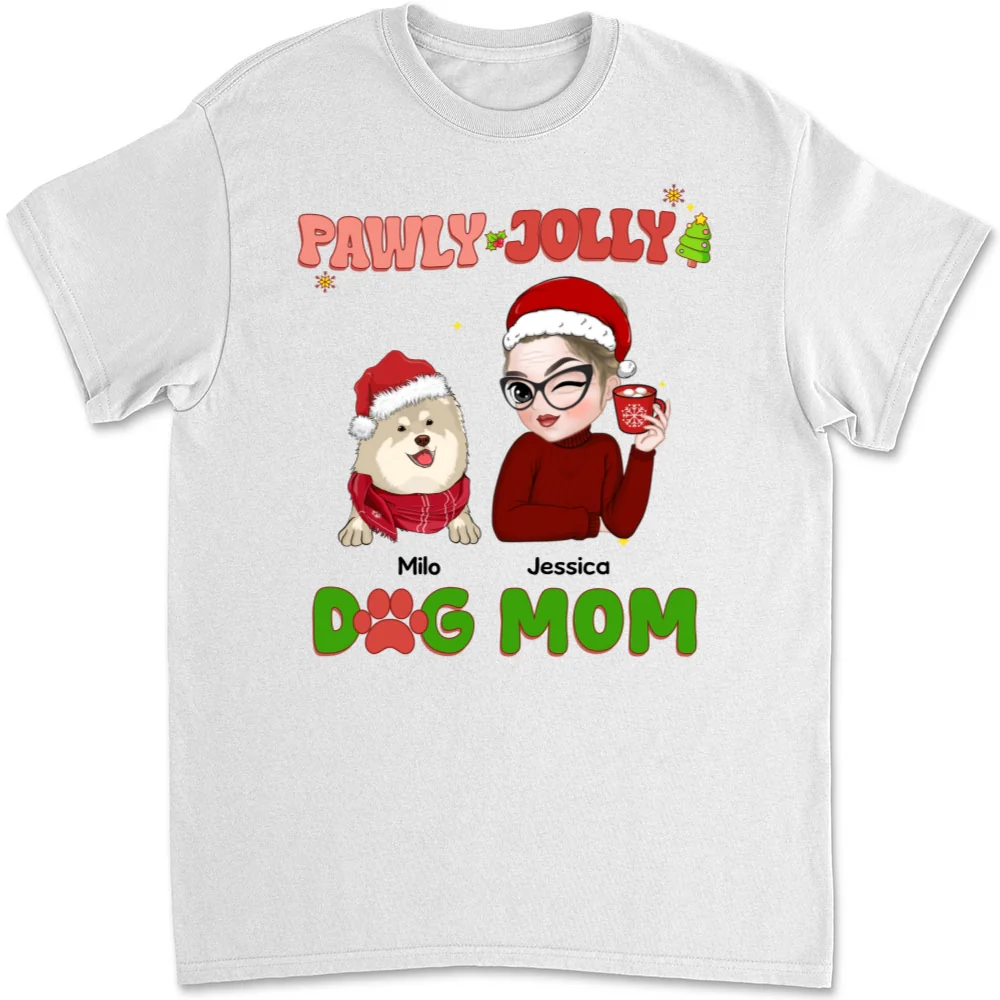 Pawly Jolly Dog Mom - Personalized Custom Unisex T-shirt - Image 5