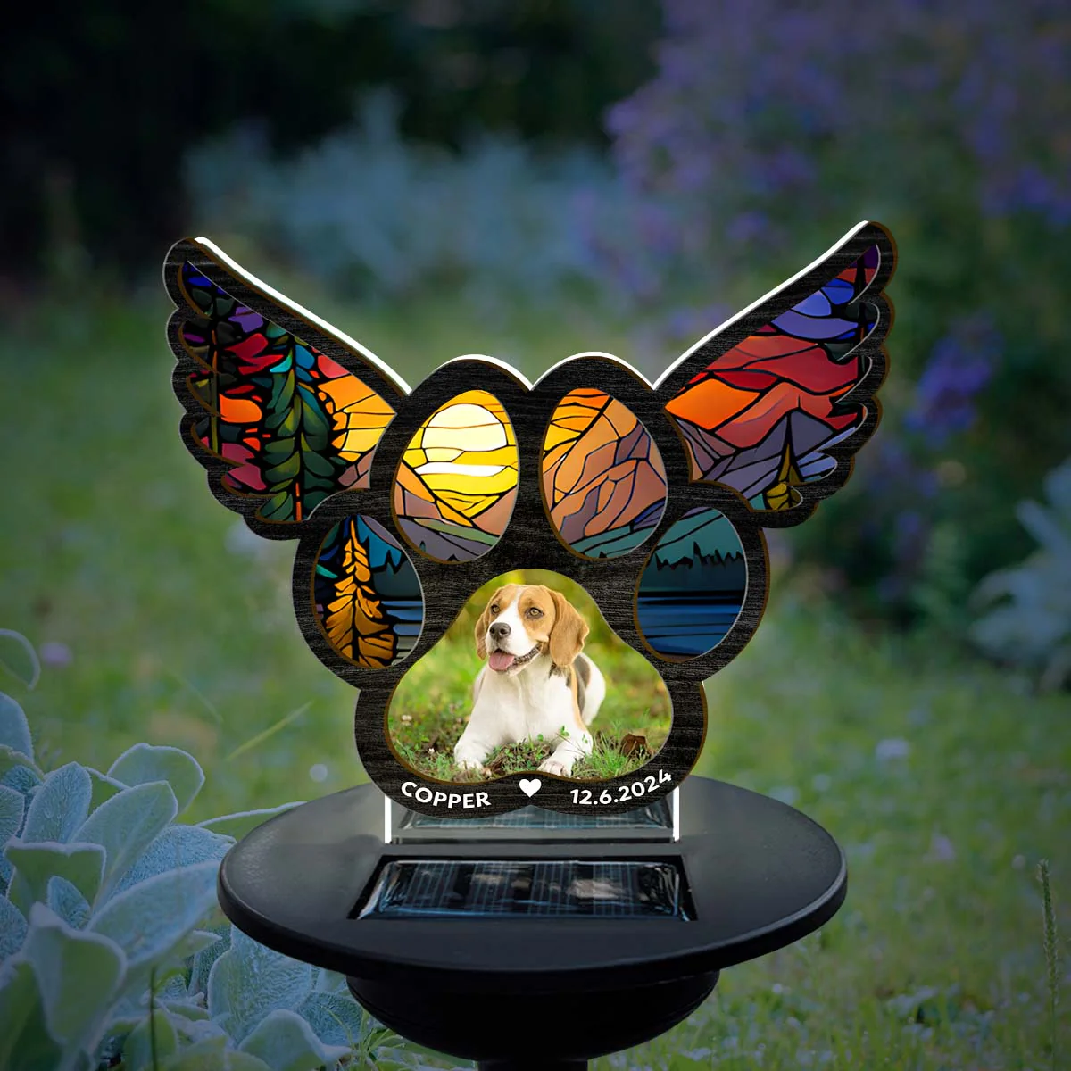 Pawprints On Hearts  - Personalized Custom Solar Light - Image 2