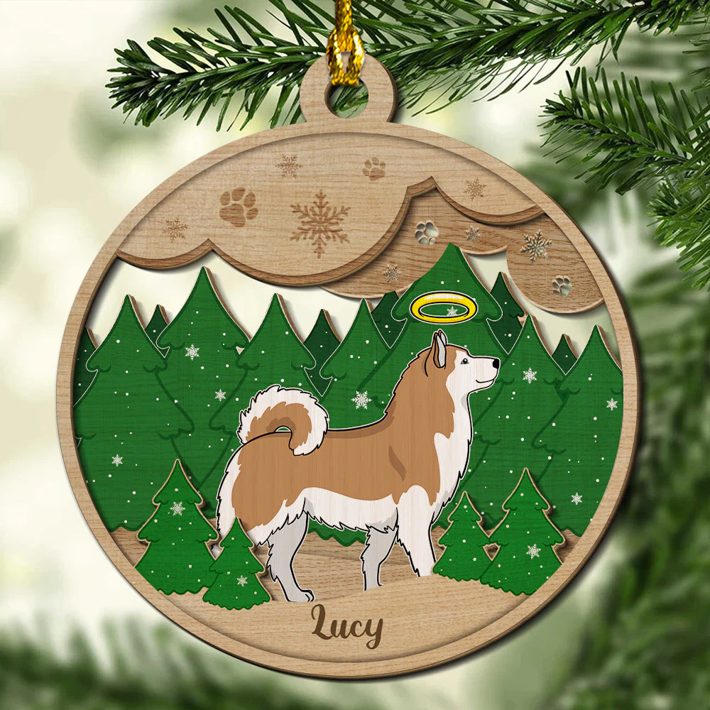 Pet Paws And Snow - Personalized Custom 2-layered Wood Ornament - Image 4