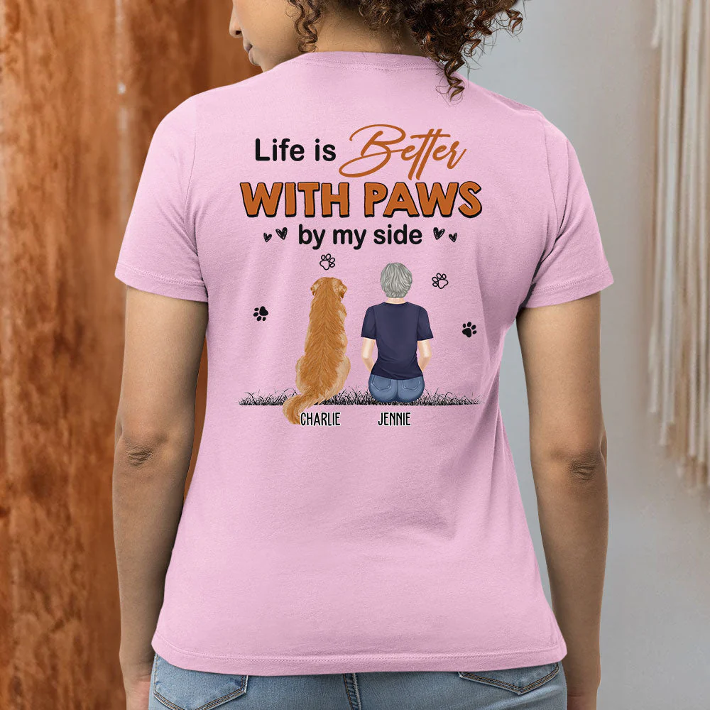 Paws By My Side - Personalized Custom Women's T-shirt - Image 4