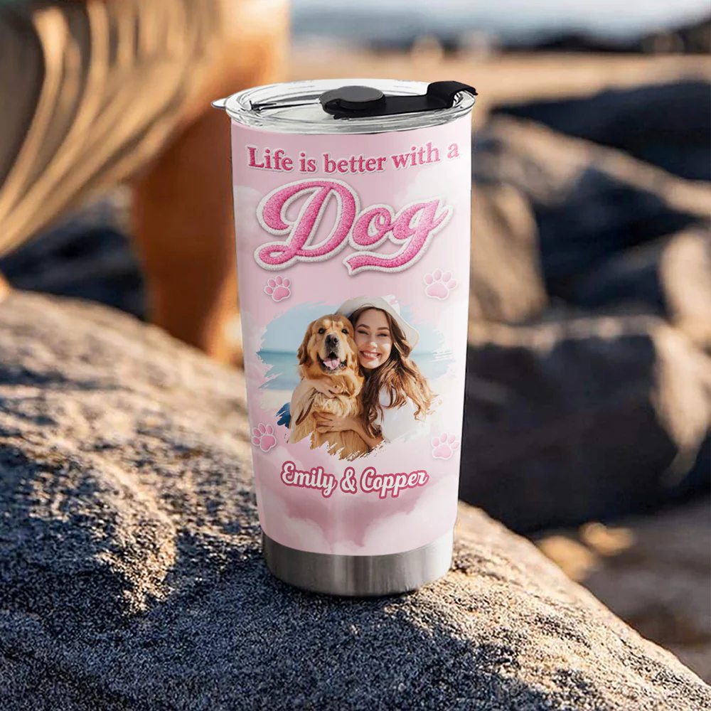 Paws Make Life Better Photo - Personalized Custom 3D Inflated Effect Tumbler - Image 4