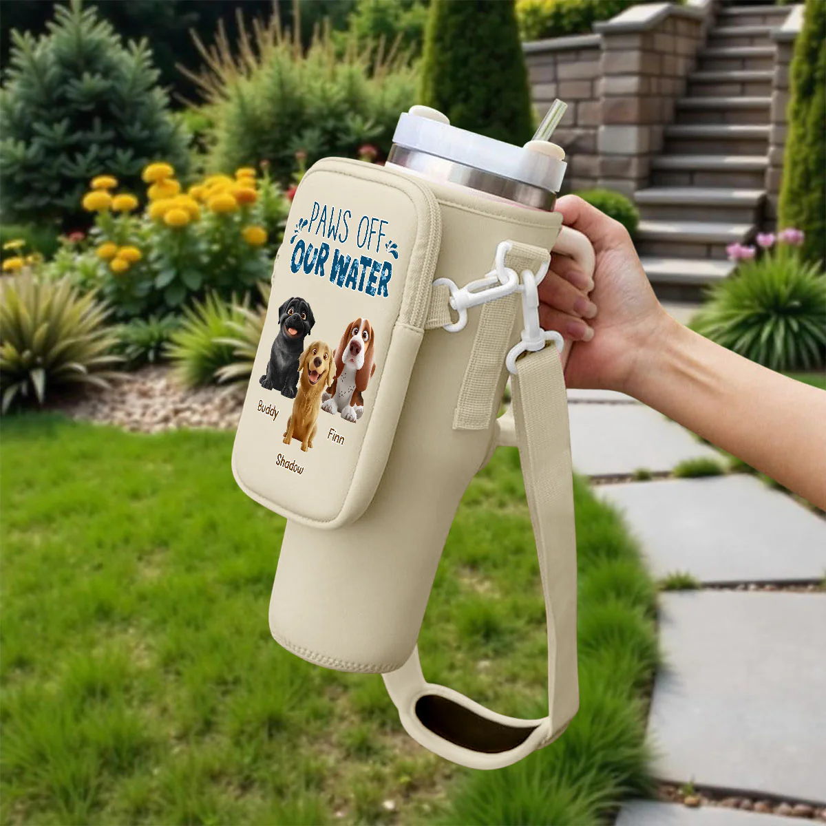 Paws Off My Water - Personalized Custom 40oz Water Bottle Carrier Bag - Image 2