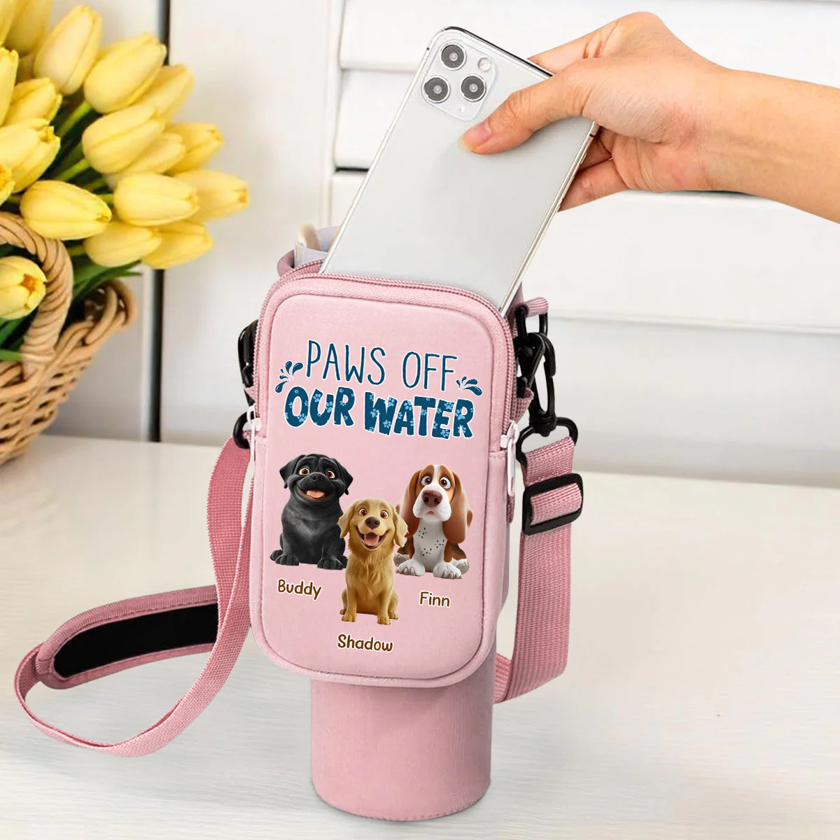 Paws Off My Water - Personalized Custom 40oz Water Bottle Carrier Bag - Image 3