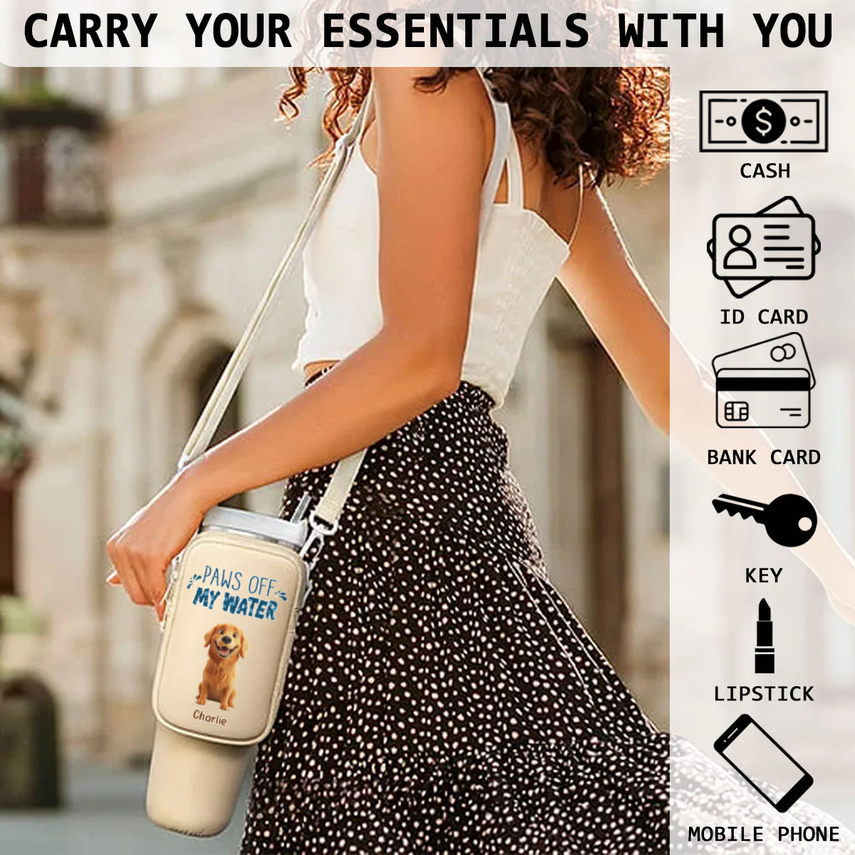 Paws Off My Water - Personalized Custom 40oz Water Bottle Carrier Bag - Image 4