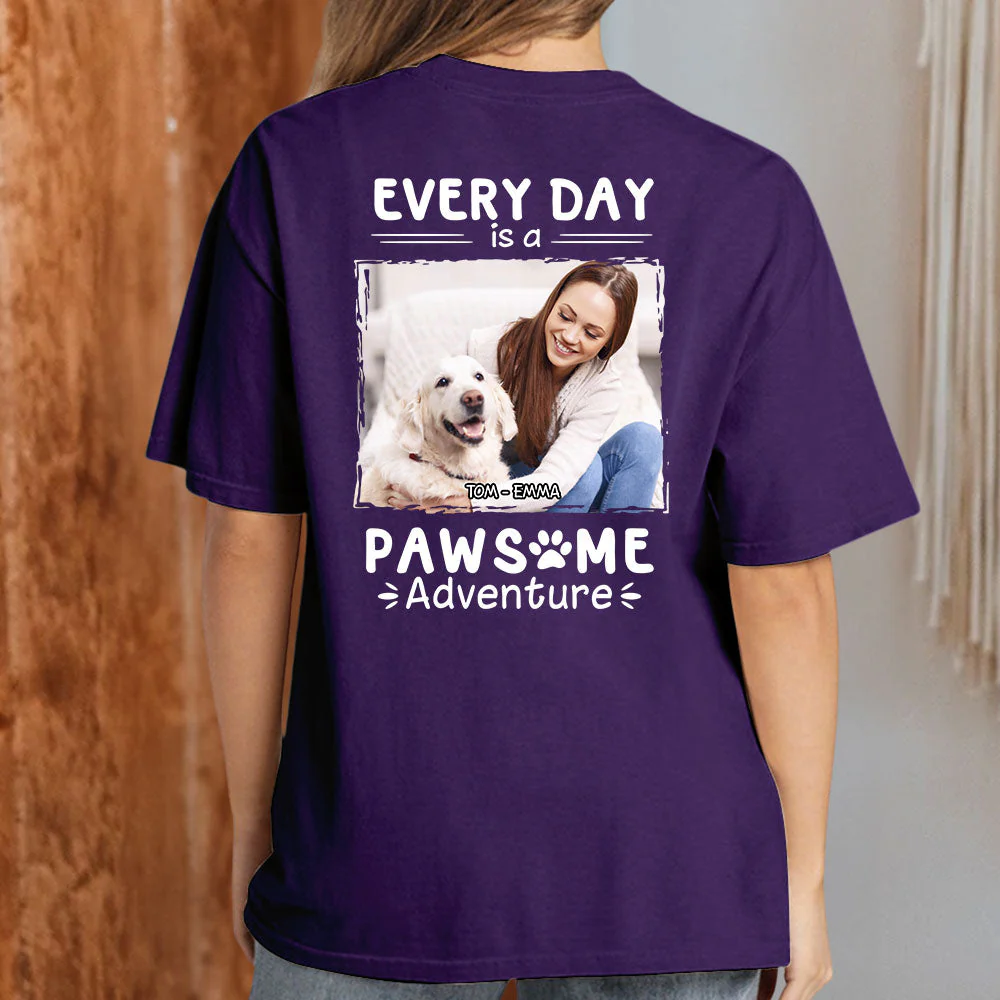 Pawsome Adventure Photo - Personalized Custom Premium T-shirt - Image 3