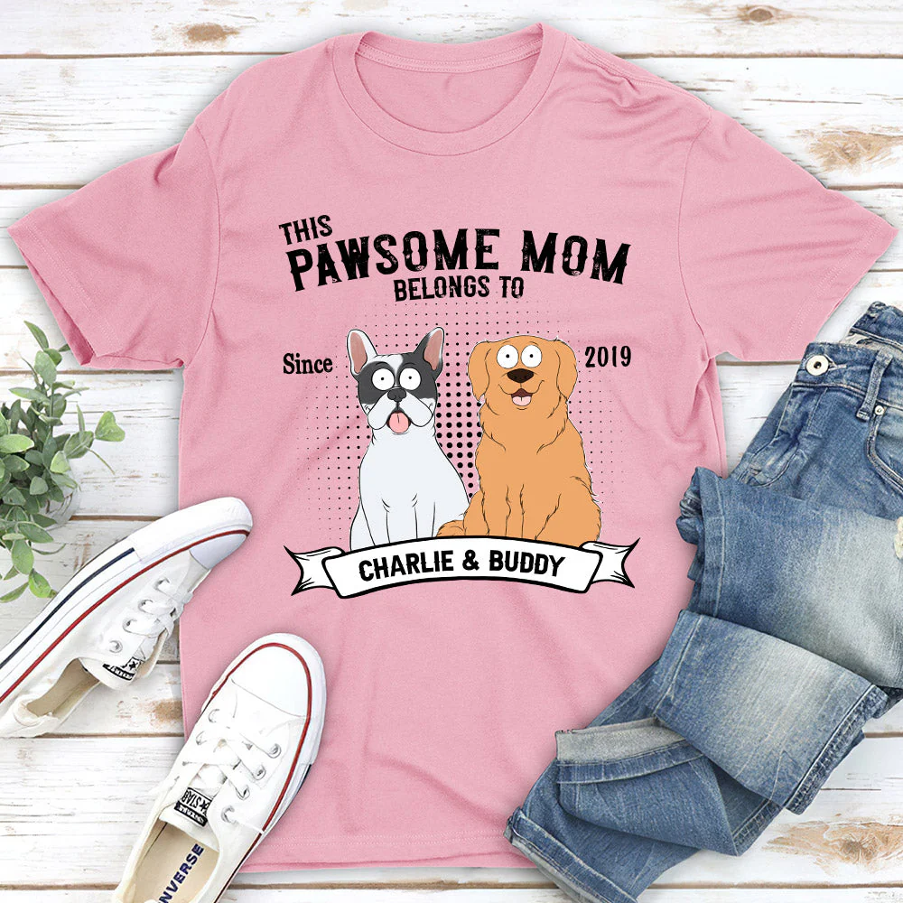 Pawsome Dad Belongs To - Personalized Custom Unisex T-shirt - Image 3