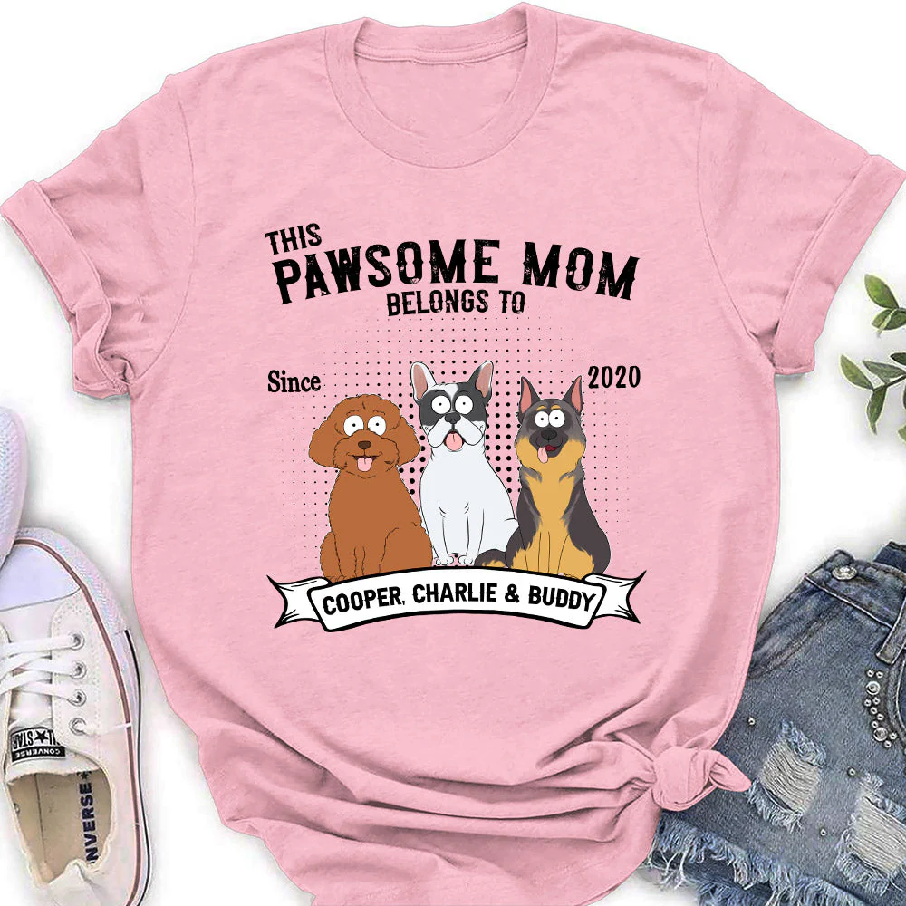 Pawsome Dad Belongs To - Personalized Custom Women's T-shirt - Image 3