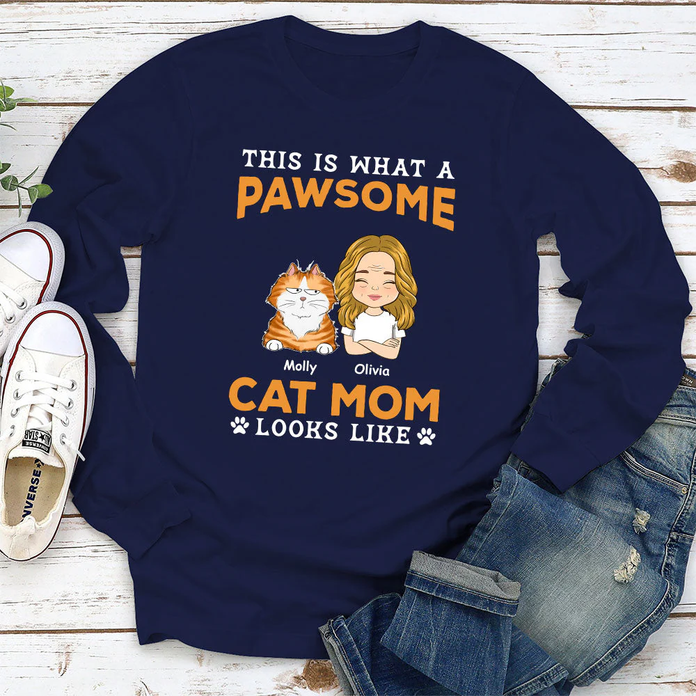 Pawsome Dad Looks Like - Personalized Custom Long Sleeve T-shirt - Image 2