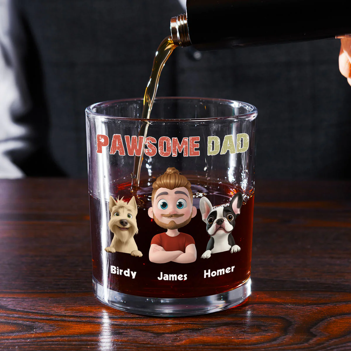 Pawsome Dad - Personalized Custom Whiskey Glass - Image 3