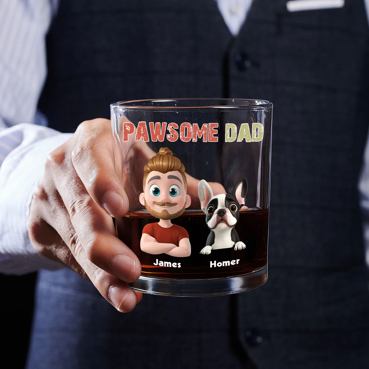 Pawsome Dad - Personalized Custom Whiskey Glass - Image 4